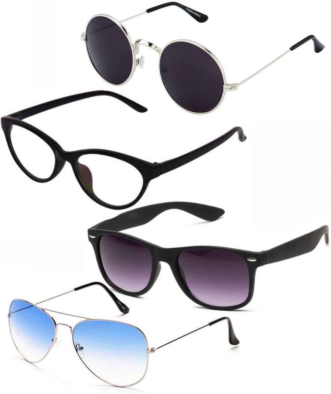 Gradient, UV Protection Wayfarer, Round, Cat-eye, Aviator Sunglasses (Free Size)  (For Men & Women, Clear, Black, Blue, Violet)