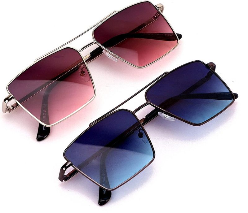 Retro Square Sunglasses  (For Boys & Girls, Blue, Pink)