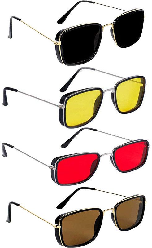 Retro Square Sunglasses  (For Men, Multicolor)