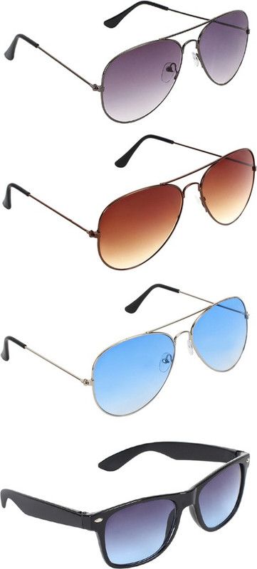 Gradient, UV Protection Aviator, Aviator, Aviator, Wayfarer Sunglasses (55)  (For Men & Women, Black, Brown, Blue, Blue)
