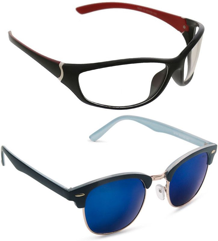 Gradient, UV Protection, Mirrored Wayfarer Sunglasses (53)  (For Men & Women, Blue, Clear)