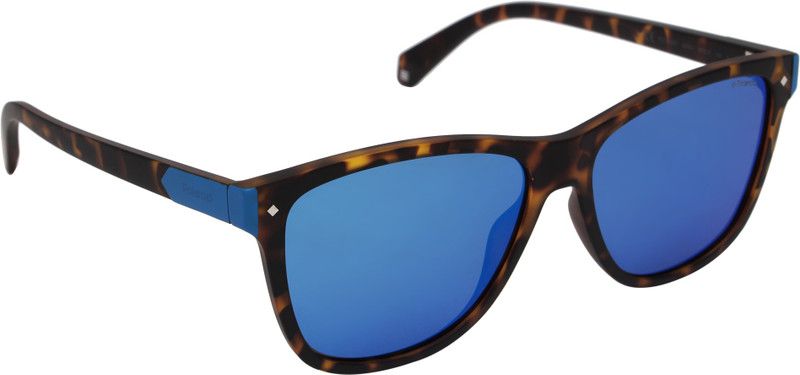 Polarized, Mirrored, UV Protection Wayfarer Sunglasses (56)  (For Men & Women, Blue)