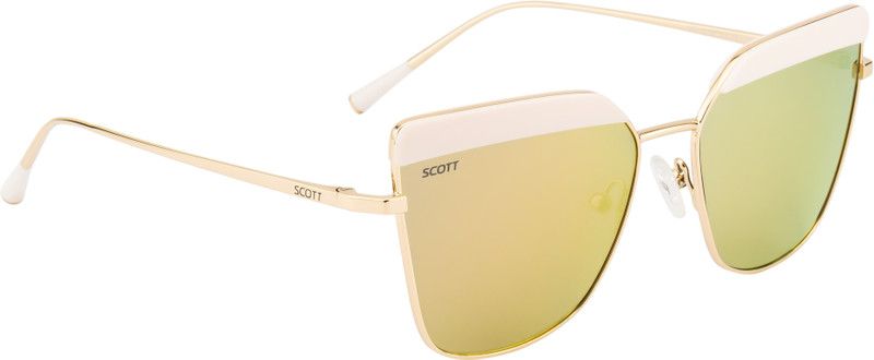 Mirrored Cat-eye Sunglasses (54)  (For Women, Golden)