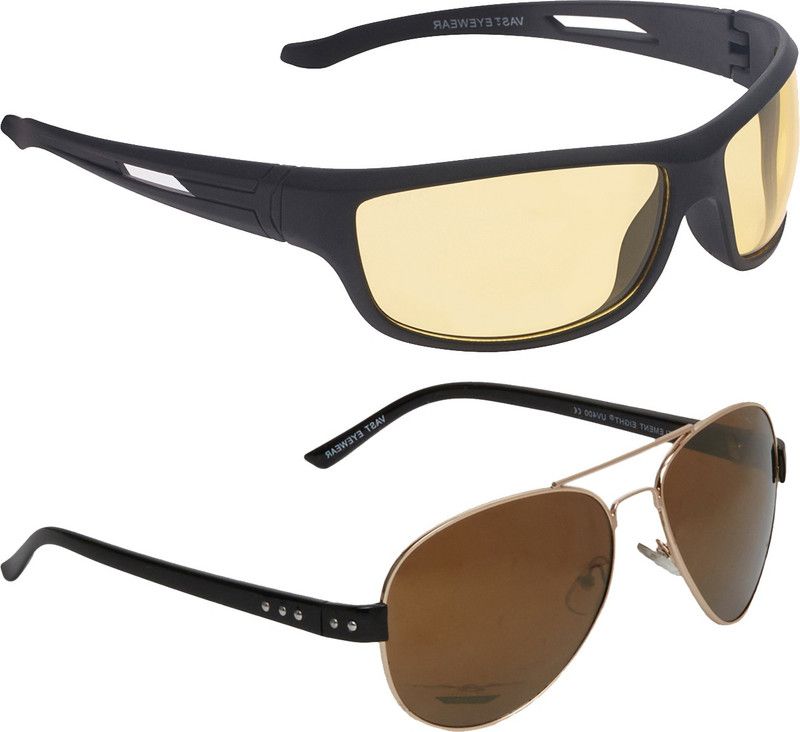 UV Protection, Gradient Sports, Aviator Sunglasses (52)  (For Men & Women, Golden, Yellow)