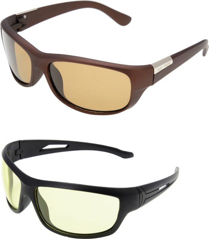 UV Protection Aviator, Wayfarer, Round Sunglasses (Free Size)  (For Men & Women, Brown, Yellow)
