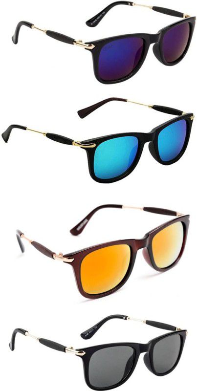 UV Protection, Gradient, Others Wayfarer Sunglasses (Free Size)  (For Men & Women, Violet, Blue, Orange, Black)