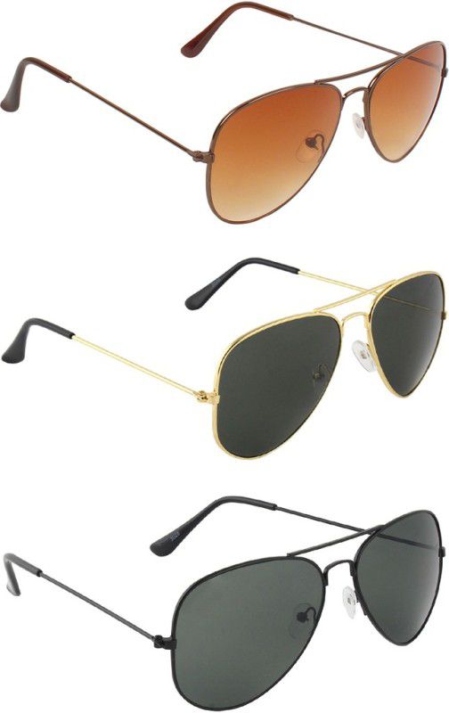 UV Protection, Gradient Aviator, Aviator, Aviator Sunglasses (Free Size)  (For Men & Women, Brown, Black, Black)