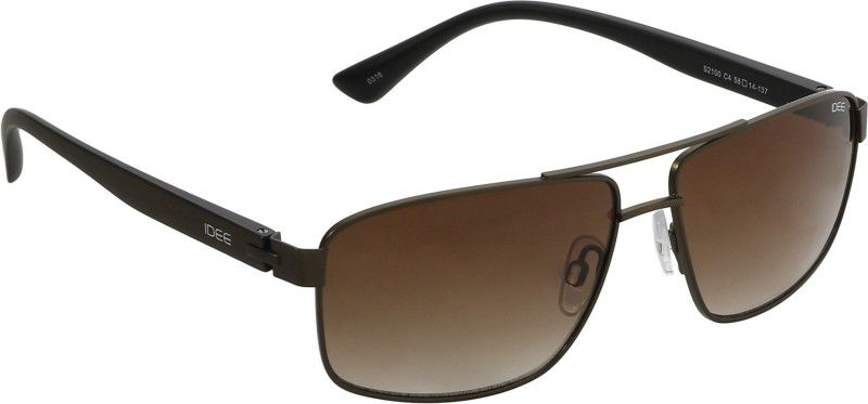 Gradient Rectangular Sunglasses (58)  (For Men, Brown)