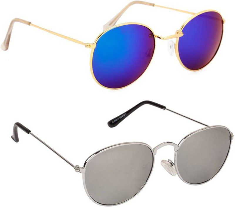 UV Protection, Mirrored Oval Sunglasses (Free Size)  (For Men & Women, Multicolor)