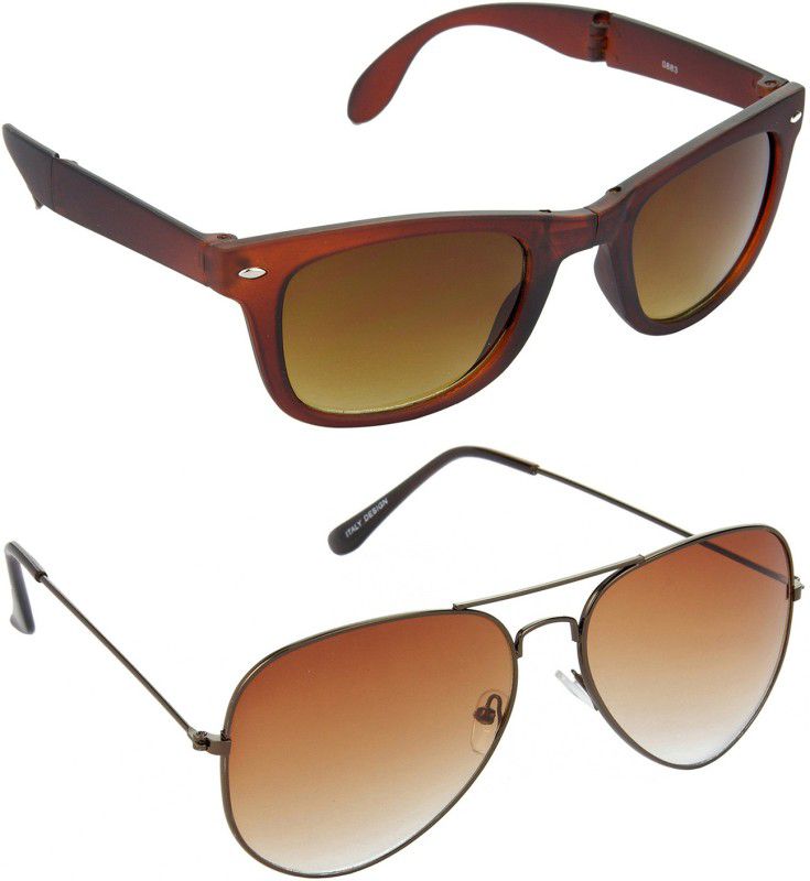 Gradient, Mirrored, UV Protection Wayfarer Sunglasses (Free Size)  (For Men & Women, Brown, Brown)