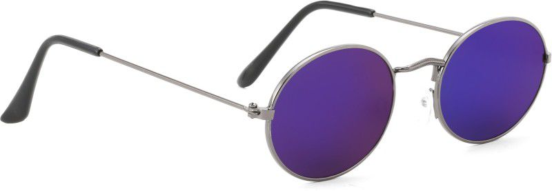 Mirrored Round Sunglasses (Free Size)  (For Men & Women, Blue)