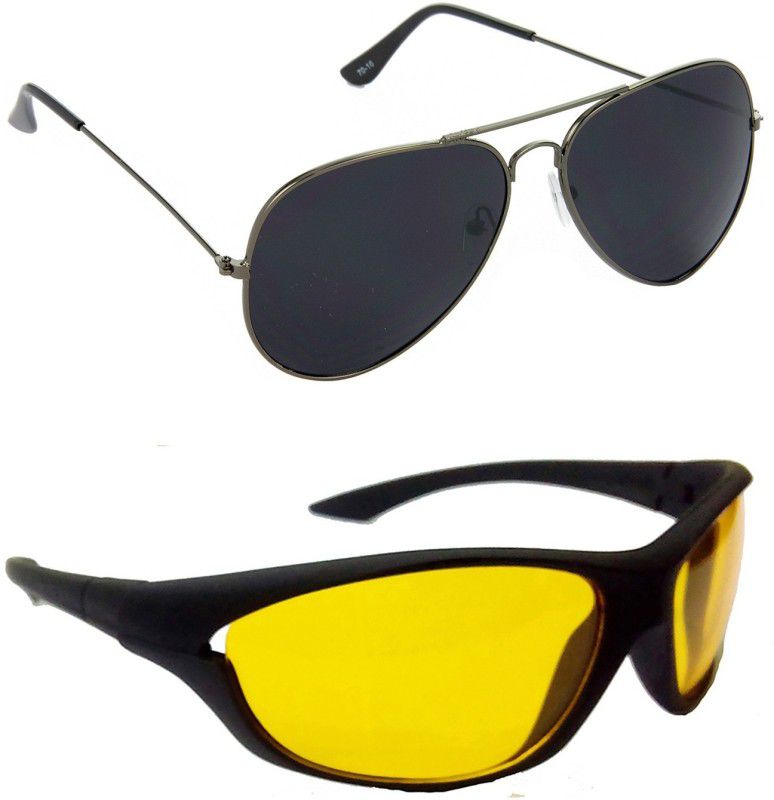 Gradient, Mirrored, UV Protection Aviator Sunglasses (Free Size)  (For Men & Women, Black, Yellow)