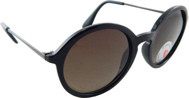 Polarized Round Sunglasses (52)  (For Men & Women, Brown)