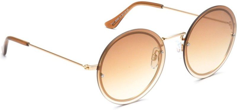Mirrored Round Sunglasses (55)  (For Women, Golden)