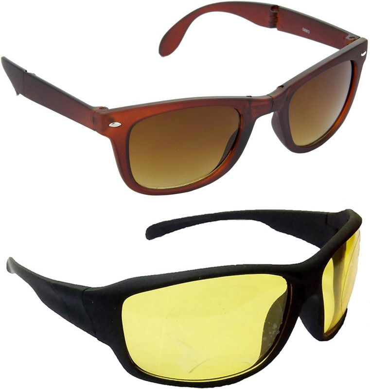 Gradient, Mirrored, UV Protection Wayfarer Sunglasses (Free Size)  (For Men & Women, Brown, Yellow)