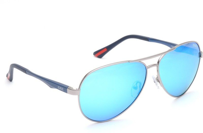 Mirrored Aviator Sunglasses (61)  (For Men & Women, Blue)
