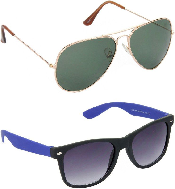 Gradient, Mirrored, UV Protection Aviator Sunglasses (Free Size)  (For Men & Women, Green, Grey)