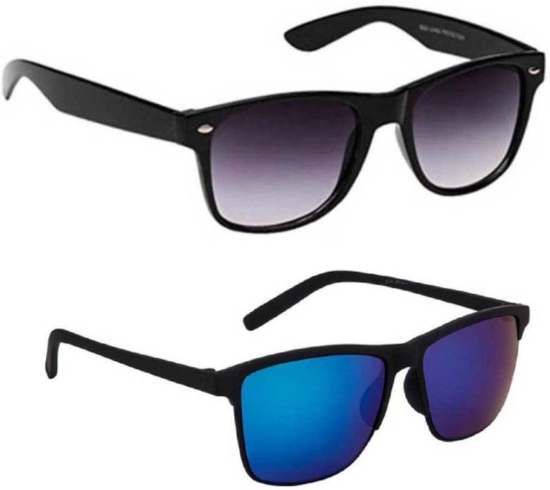 Mirrored, UV Protection Wayfarer Sunglasses (Free Size)  (For Men & Women, Black, Blue)