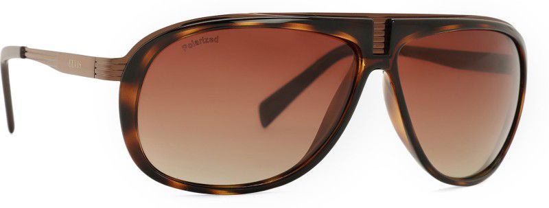Polarized, Gradient, UV Protection Over-sized Sunglasses (54)  (For Men, Brown)