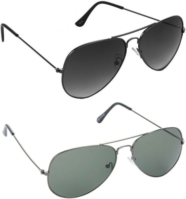 Gradient, Mirrored, UV Protection Aviator Sunglasses (Free Size)  (For Men & Women, Grey, Green)
