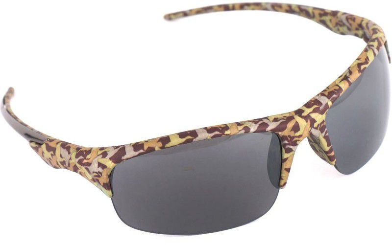UV Protection Wrap-around Sunglasses (56)  (For Men, Grey)