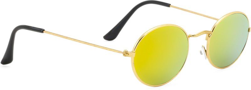 Mirrored Round Sunglasses (Free Size)  (For Men & Women, Yellow)
