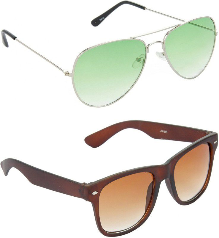 Gradient, Mirrored, UV Protection Aviator Sunglasses (59)  (For Men & Women, Green, Brown)