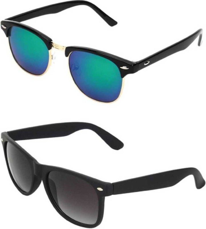 Mirrored, UV Protection Wayfarer Sunglasses (Free Size)  (For Boys & Girls, Black, Blue)