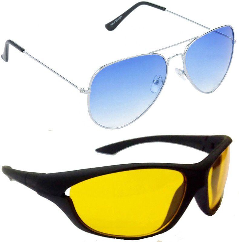 Gradient, Mirrored, UV Protection Aviator Sunglasses (59)  (For Men & Women, Blue, Yellow)