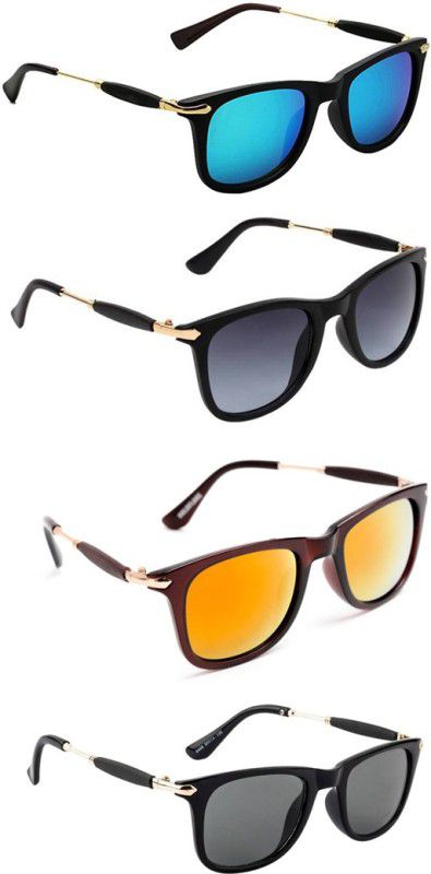 UV Protection, Gradient, Others Wayfarer Sunglasses (Free Size)  (For Men & Women, Blue, Grey, Orange, Black)