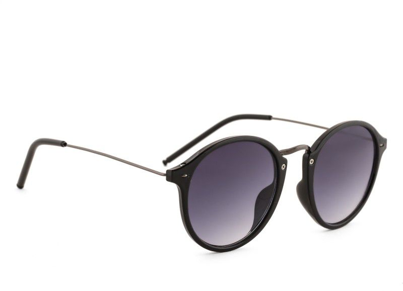 UV Protection Round Sunglasses (Free Size)  (For Men & Women, Black)