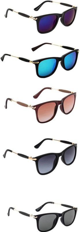 UV Protection, Gradient, Others Wayfarer Sunglasses (Free Size)  (For Men & Women, Violet, Blue, Brown, Grey, Black)
