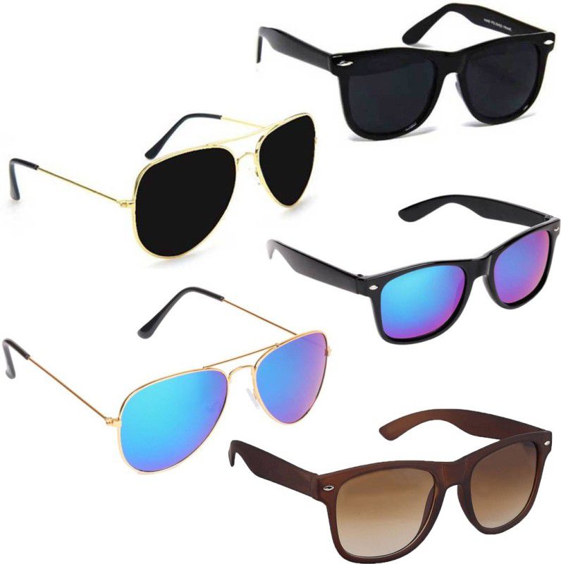 Others Aviator, Wayfarer Sunglasses (Free Size)  (For Men & Women, Black, Blue, Violet, Brown)
