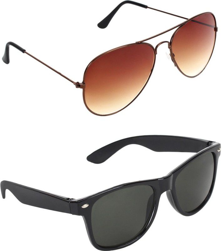 Gradient, UV Protection Aviator, Wayfarer Sunglasses (55)  (For Men & Women, Brown, Green)