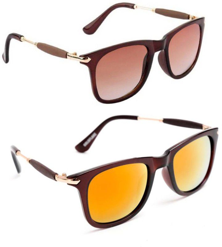 UV Protection, Gradient, Others Wayfarer Sunglasses (Free Size)  (For Men & Women, Brown, Orange)
