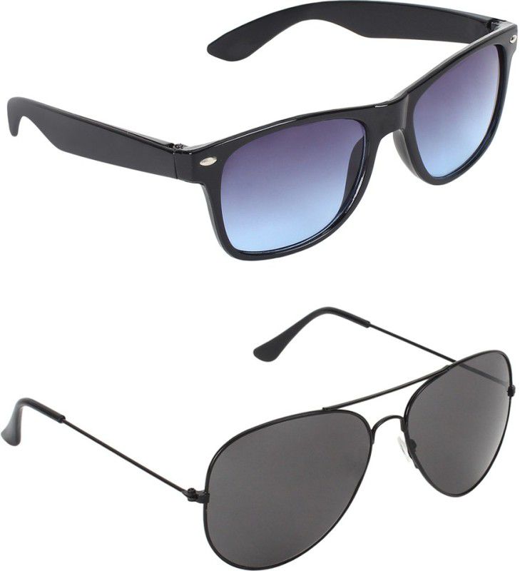 Gradient, UV Protection Wayfarer, Aviator Sunglasses (53)  (For Men & Women, Blue, Black)