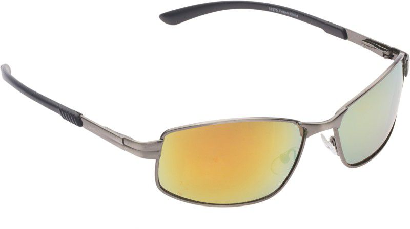 Mirrored, UV Protection, Gradient Rectangular, Wrap-around, Wayfarer, Aviator Sunglasses (Free Size)  (For Men & Women, Orange)