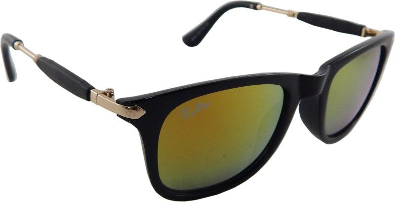 UV Protection, Mirrored Rectangular Sunglasses (Free Size)  (For Men & Women, Yellow)
