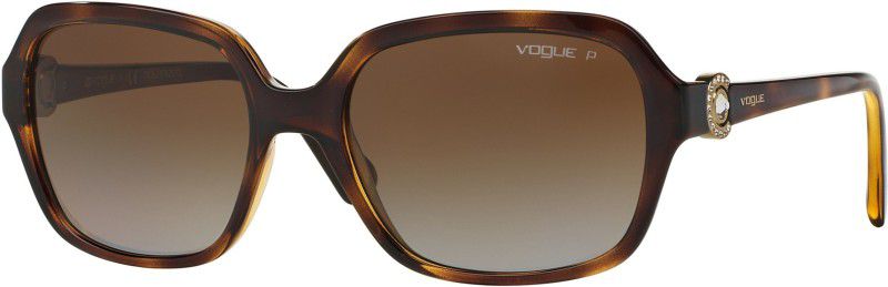 Polarized Retro Square Sunglasses (57)  (For Women, Brown)