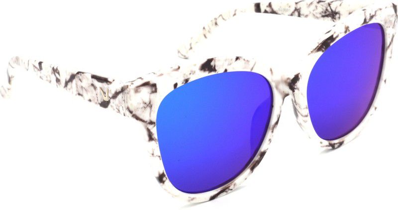 Mirrored, Gradient, UV Protection Cat-eye, Oval, Round Sunglasses (Free Size)  (For Women, Blue)
