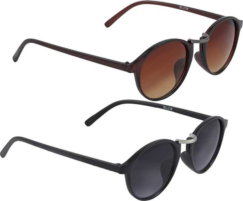 Gradient, UV Protection Round Sunglasses (52)  (For Men & Women, Grey, Green)