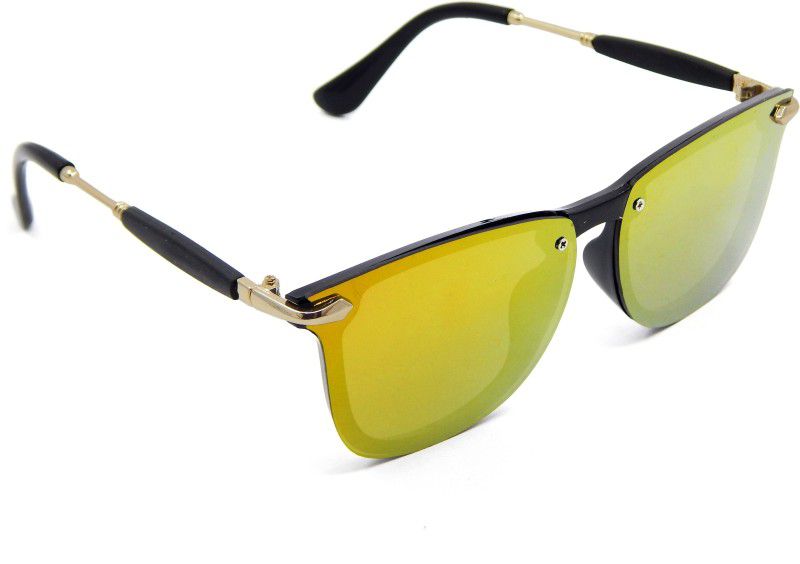 UV Protection, Mirrored Wayfarer Sunglasses (Free Size)  (For Men & Women, Yellow)