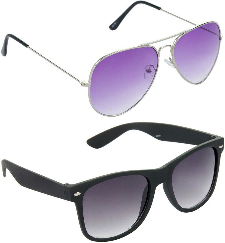 Gradient, Mirrored, UV Protection Aviator Sunglasses (Free Size)  (For Men & Women, Violet, Grey)