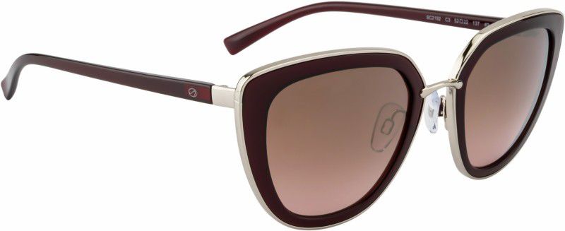 Mirrored Cat-eye Sunglasses (52)  (For Women, Brown, Golden)