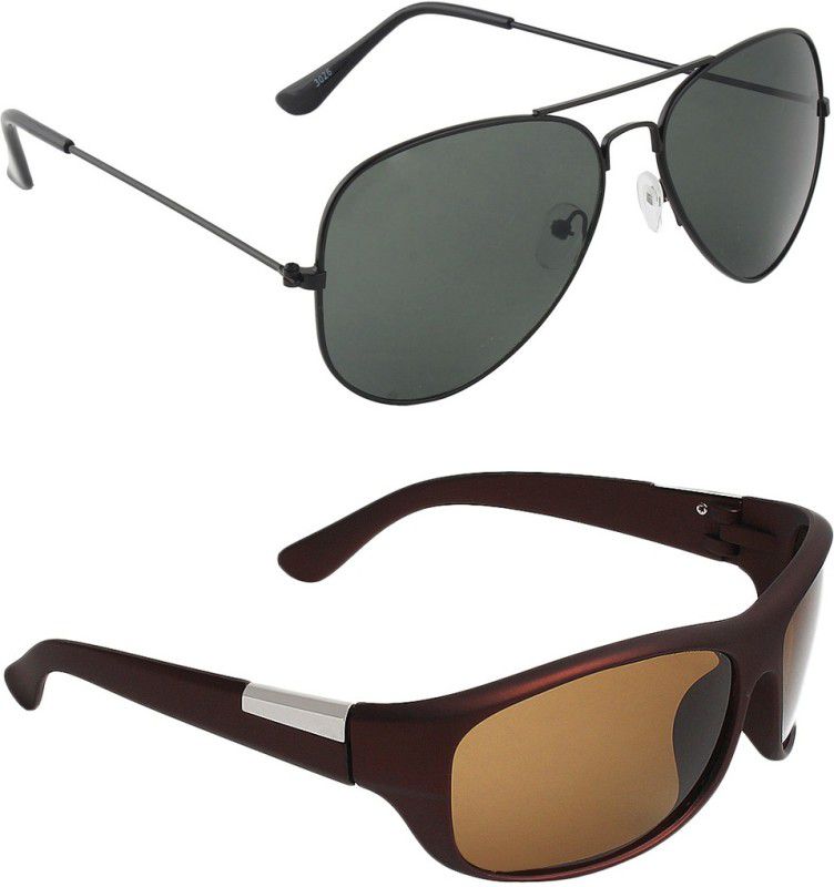 Gradient Aviator, Wrap-around Sunglasses (Free Size)  (For Men & Women, Black, Brown)