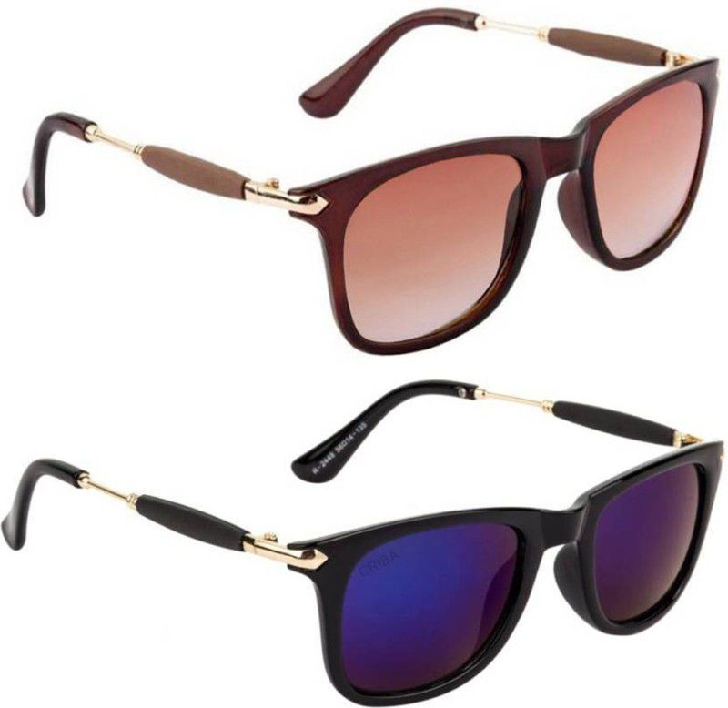 UV Protection, Gradient, Others Wayfarer Sunglasses (Free Size)  (For Men & Women, Brown, Violet)