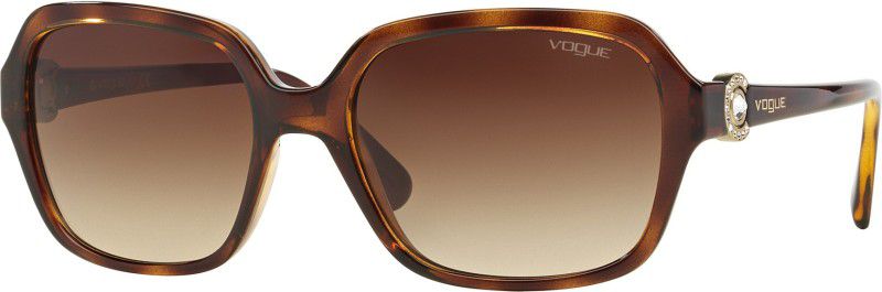 Gradient Retro Square Sunglasses (57)  (For Women, Brown)