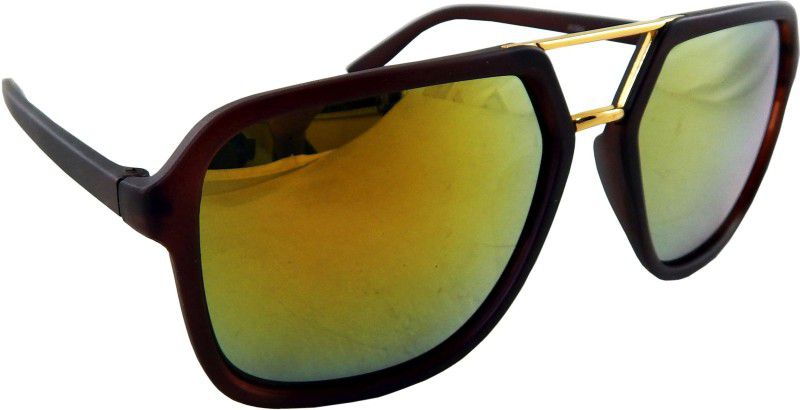 UV Protection, Gradient Rectangular Sunglasses (55)  (For Men, Red, Yellow)
