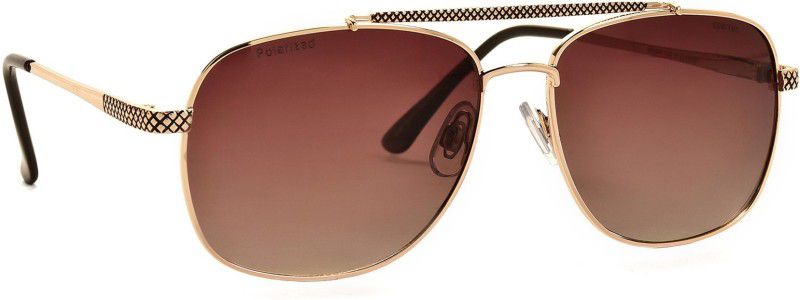 Polarized Rectangular Sunglasses (57)  (For Men & Women, Brown)