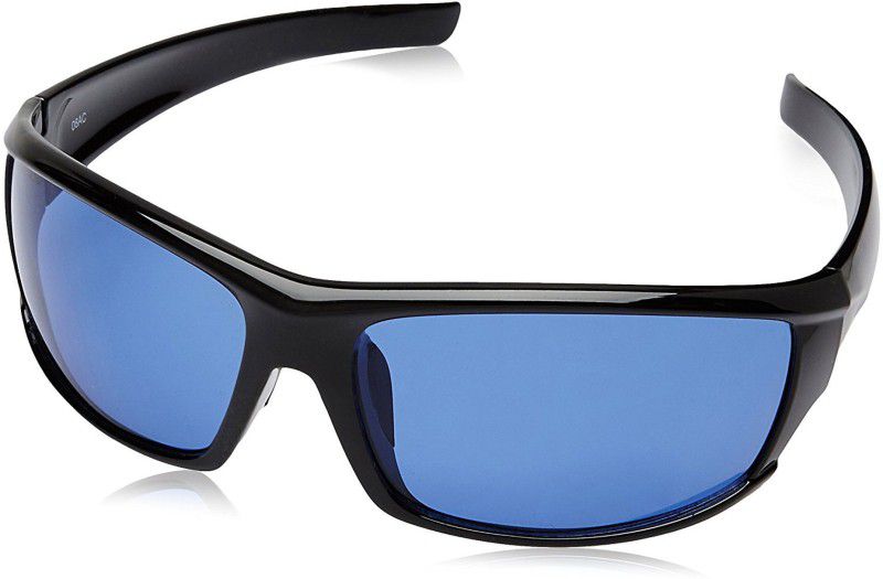 UV Protection, Mirrored Wrap-around Sunglasses (Free Size)  (For Men & Women, Blue)